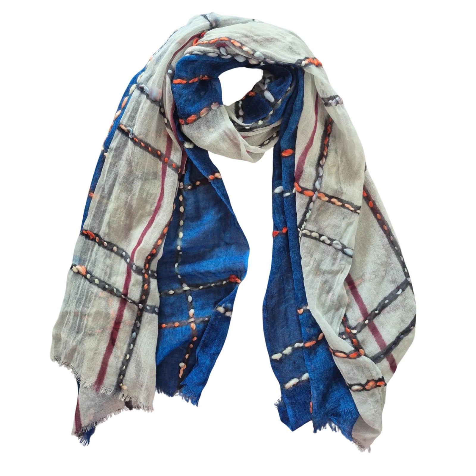 Hand Embroidered Wool Scarf - Rebecca