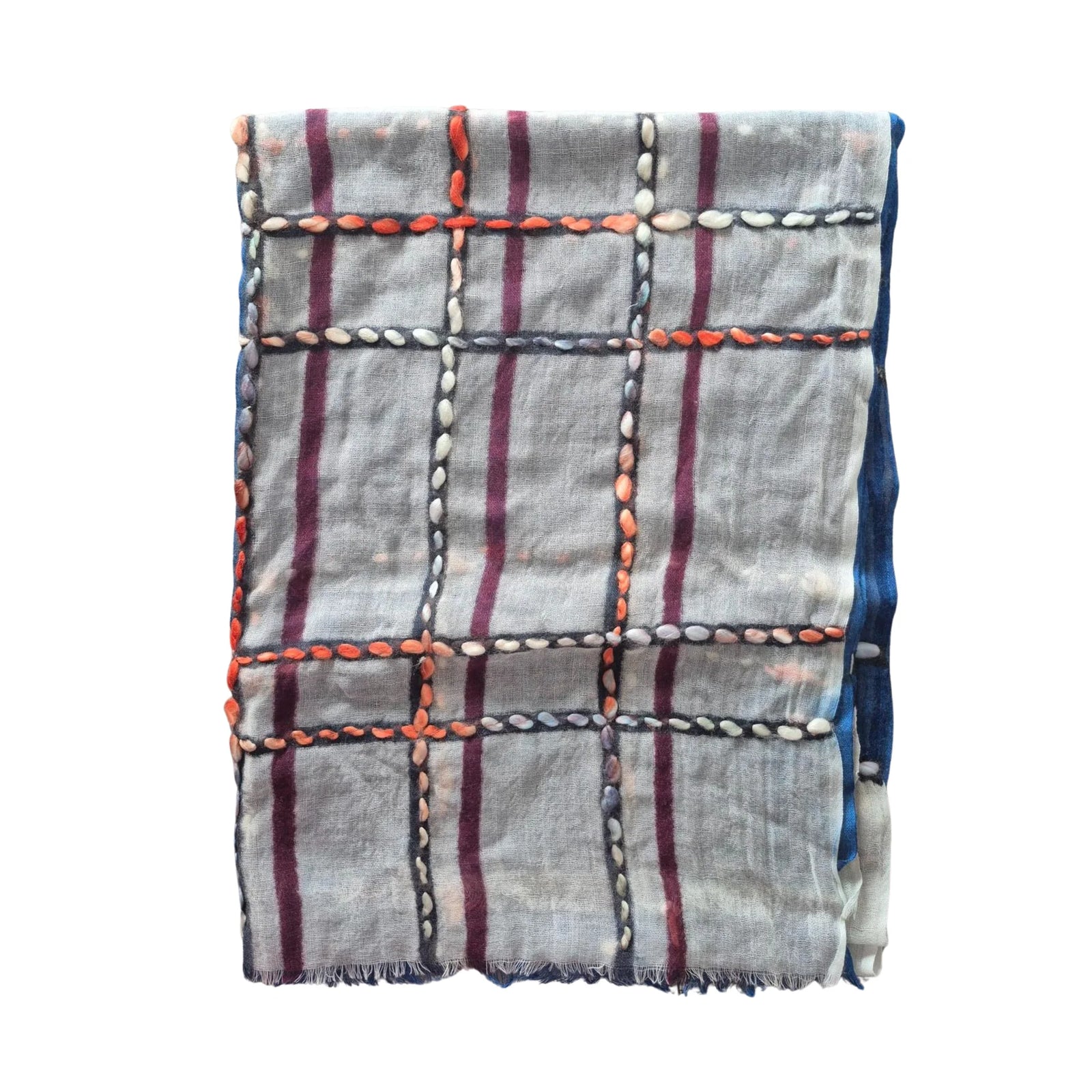 Hand Embroidered Wool Scarf - Rebecca