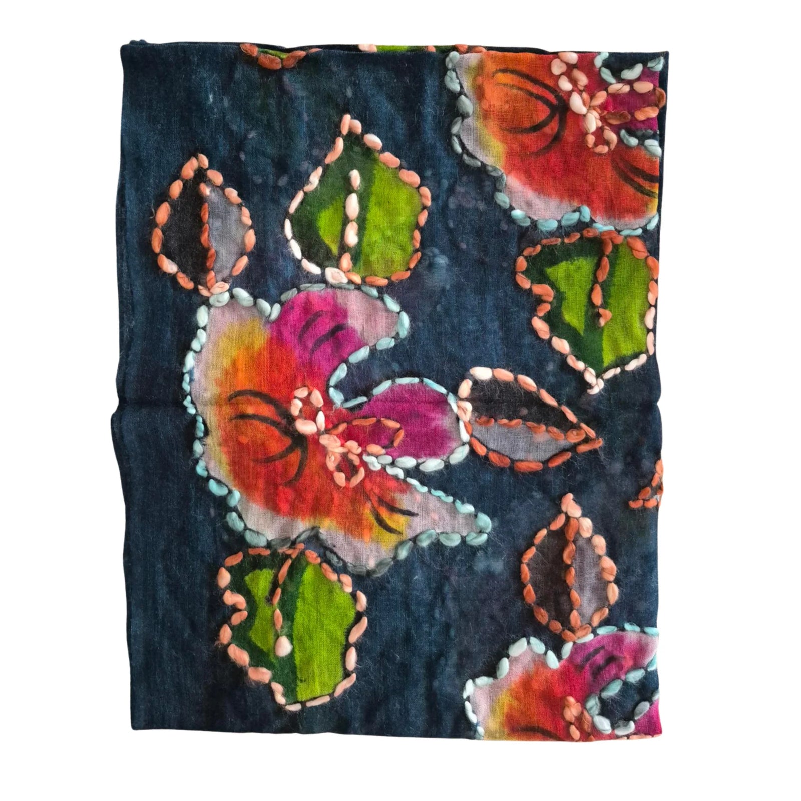 Hand Embroidered Wool Scarf - Amelia