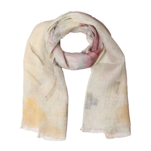 Nicola Linen scarf-Muted Tones-Brushstroke Pattern