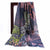 Sylvia Silk Scarf-Leaf Pattern-Grey-Blue-Pink & Green