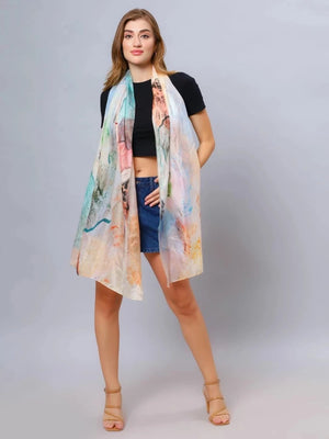 Alycia Silk scarf-Abstract Muted Colours
