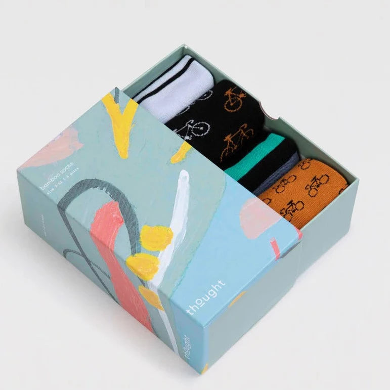 Jacob Little-Dulwich Hill- Thought Socks Gift Set -Bicycle themed-Multi Coloured