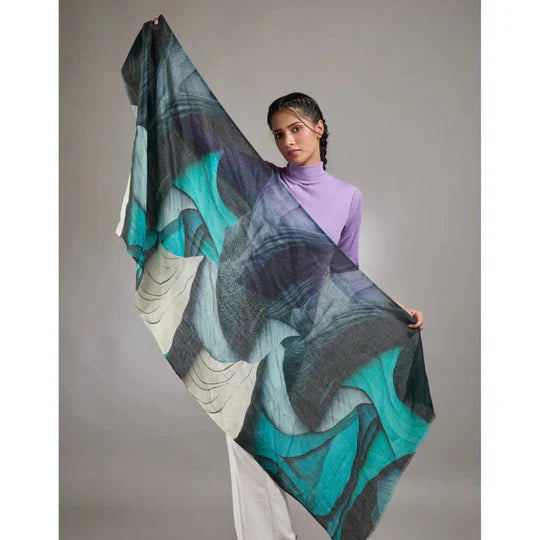 Colorful scarf with a pattern on a white background