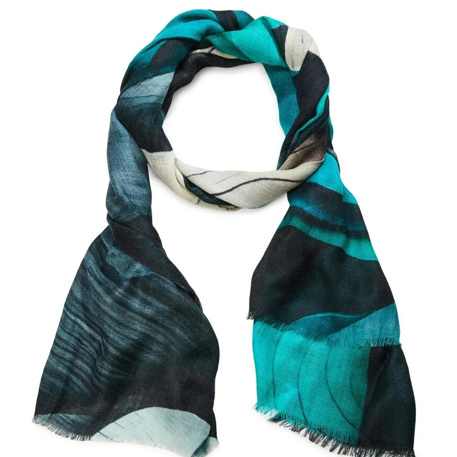 Colorful scarf with a pattern on a white background