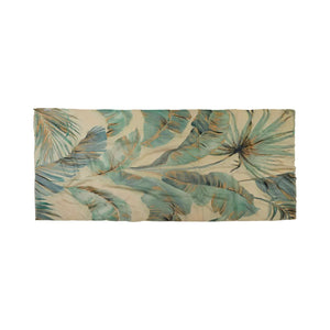 Fabric with tropical leaf pattern on a white background