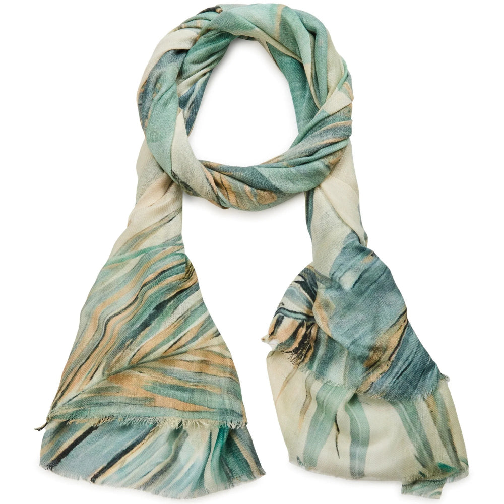 Multicolored scarf with a pattern on a white background