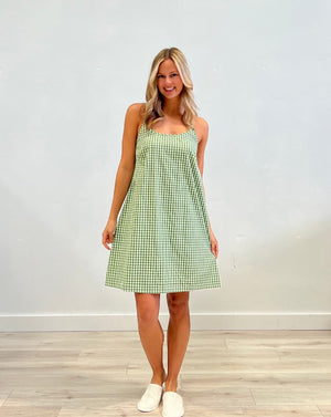 Jacob Little-Dulwich Hill-Green Check Slip Night Dress-Ivy