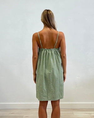 Jacob Little-Dulwich Hill-Green Check Slip Night Dress-Ivy