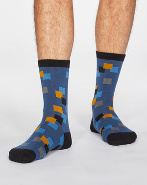 Jacob Little-Dulwich Hill-Evan Square Socks-Denim Blue