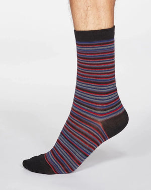 Jacob Little-Dulwich Hill-Jacob Striped Socks-Black