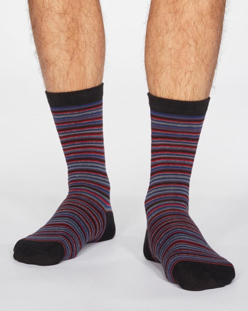 Jacob Little-Dulwich Hill-Jacob Striped Socks-Black
