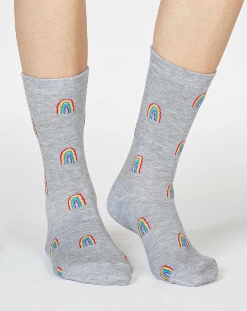 Jacob Little-Dulwich Hill-Organic Cotton Rainbow Socks-Grey Marle