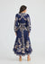 Talisman Aphrodite Dress-Navy Blue with cream and beige print-Cotton Voile-Maxi length-Wrap Style
