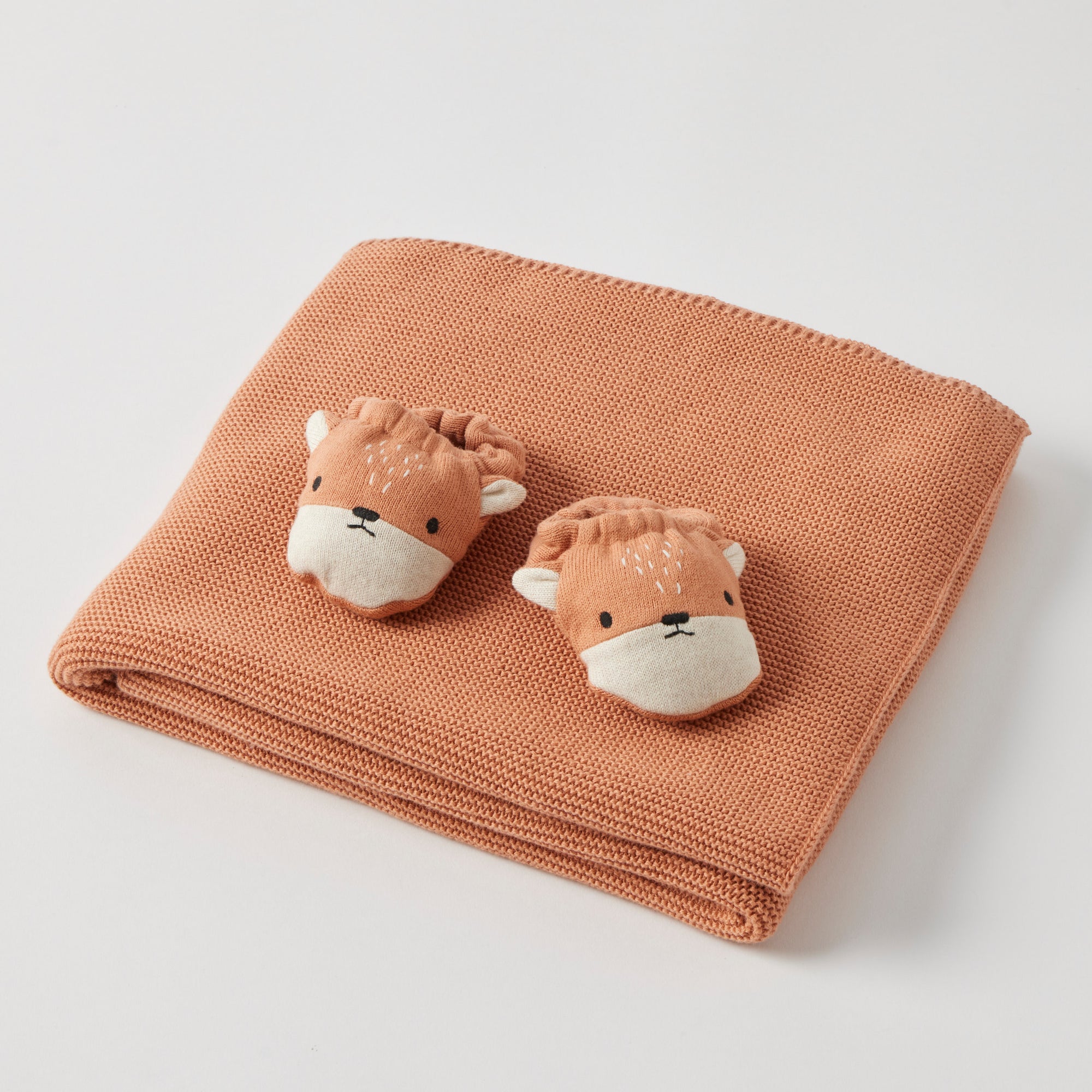 Jazzie Fox-Blanket and Booties Set-Cotton-rust Colour