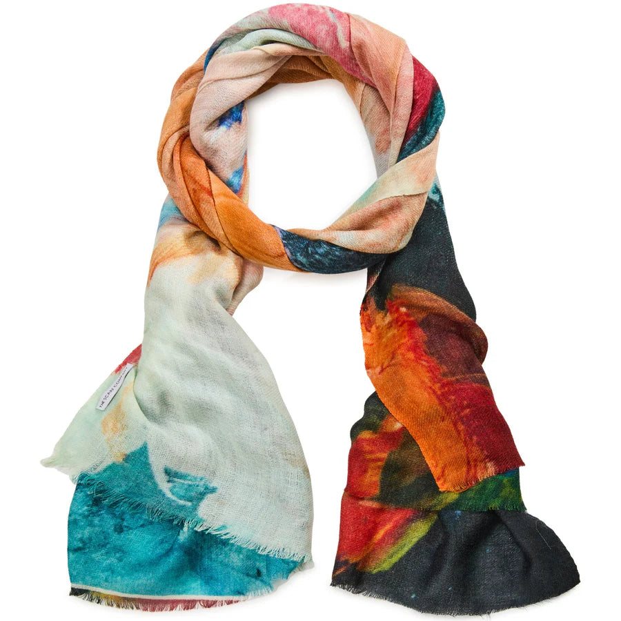 Colorful scarf with abstract pattern on a white background