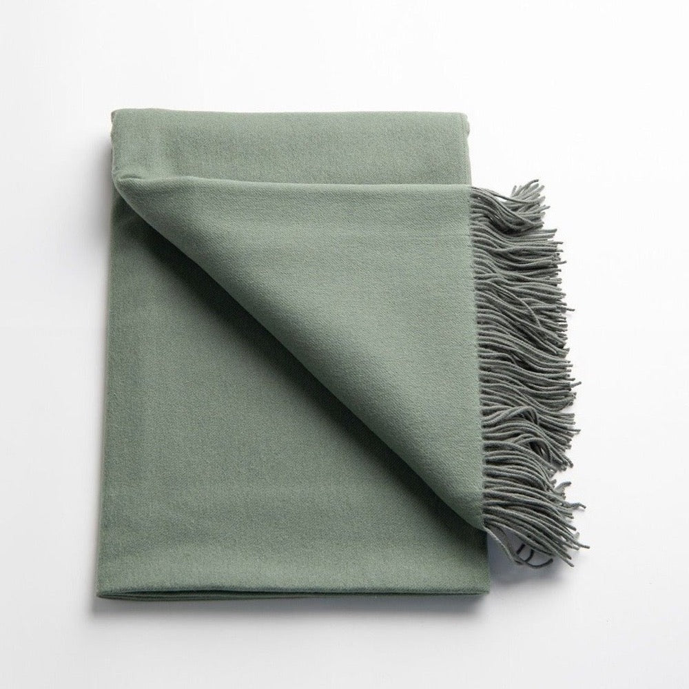 Jacob Little-Dulwich Hill-Loom Cashmere & Merino Wool Throw- Sage