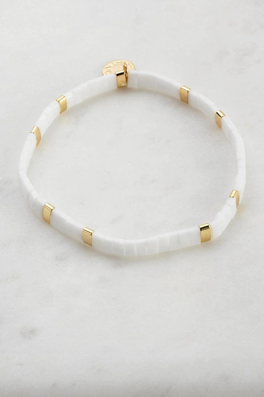 Zafino Tile Bracelet-White-Gold-Elasticised