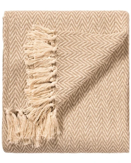 Handloom Cotton Throw -Chevron design-Fringed