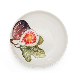 Ceramic bowl with fig illustration on a white background