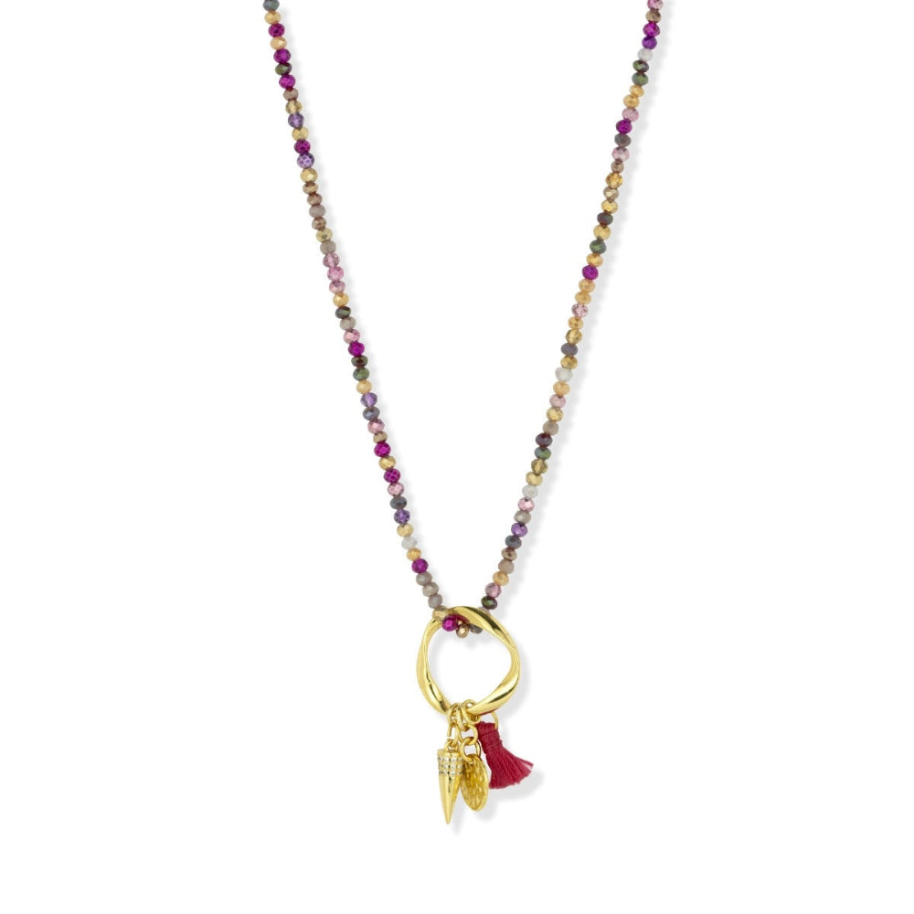 Sabina Crystal Necklace - Berry