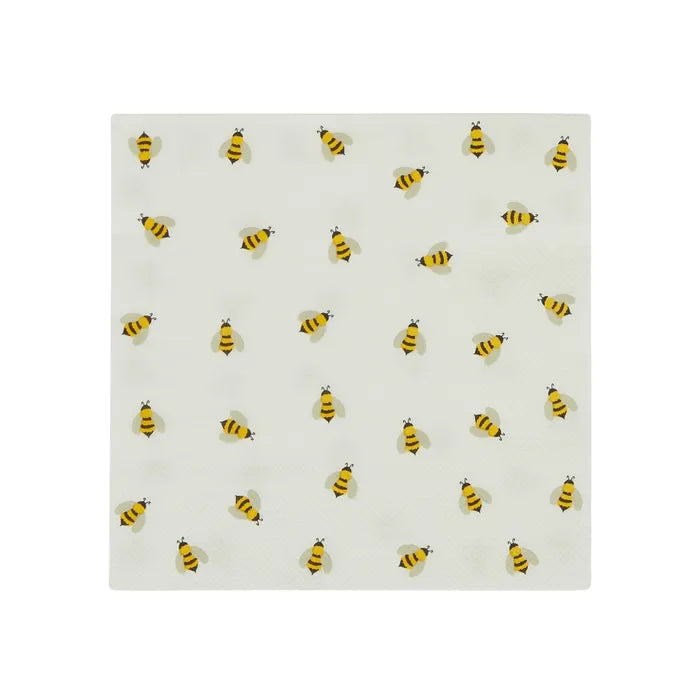 Buzzy Bee Paper Napkin-White Background with Bee design all over