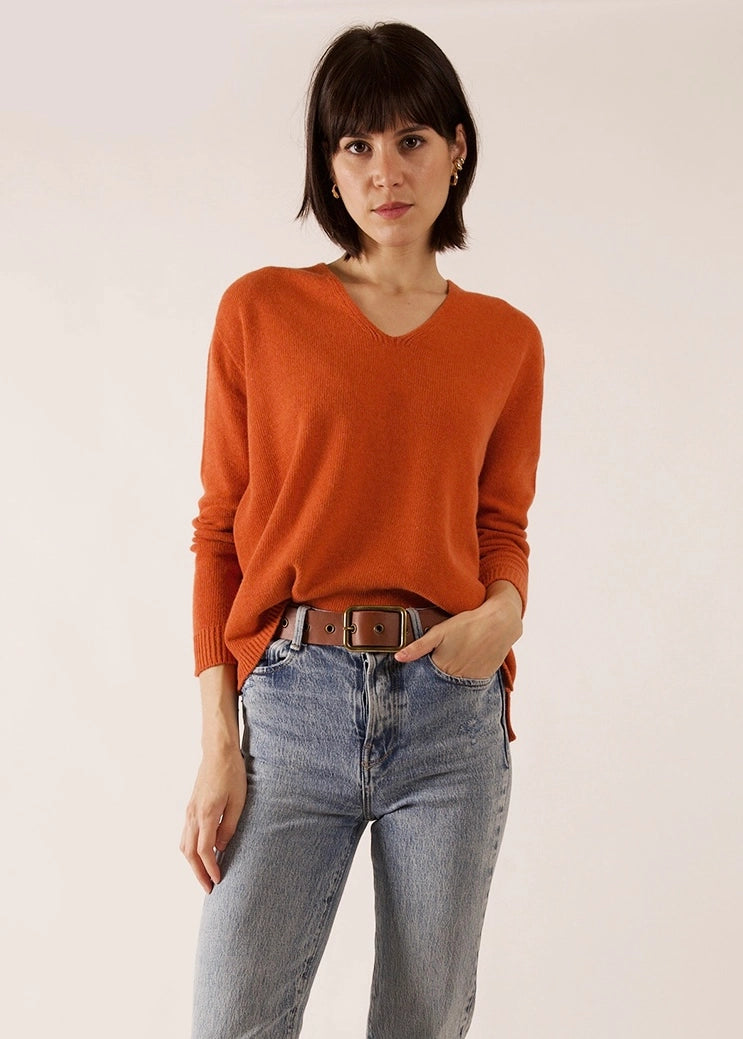 Valentina Italian Wool and Cashmere Jumper - Burnt Orange