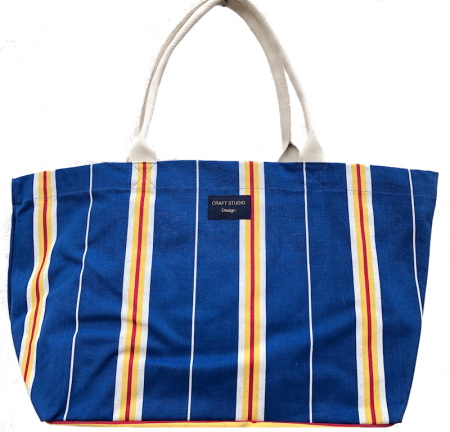 Large Striped Canvas Tote Bag - Cable