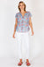 Cancun Top -Blue Floral-Block Print Cotton-Front View Full Length