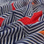 Clara Scarf-Silk-Geometric Design-Navy-white-Red and Orange highlights-Dessigned in Italy