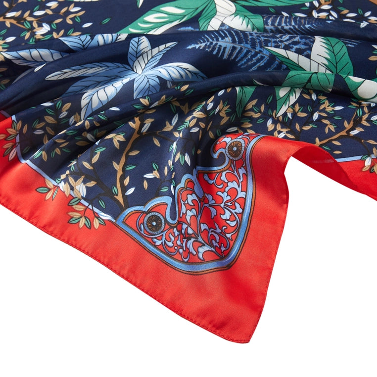 Floriana Scarf-Blue-Floral-Slik-Designed in taly