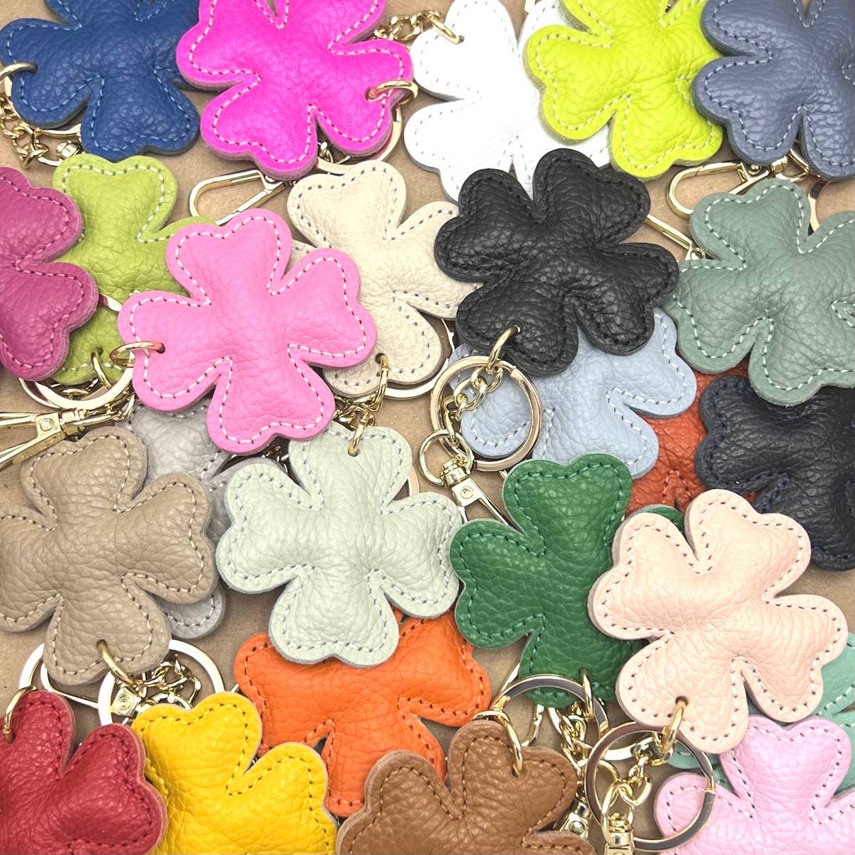 Four Leaf Clover Leather Key Chain
