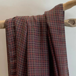 Briony Wool Blend Scarf-Window pane check-autumnal colours-russet