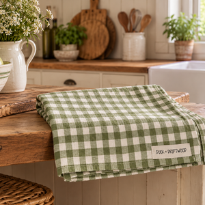 French Linen Tea Towel | Heritage Green Gingham