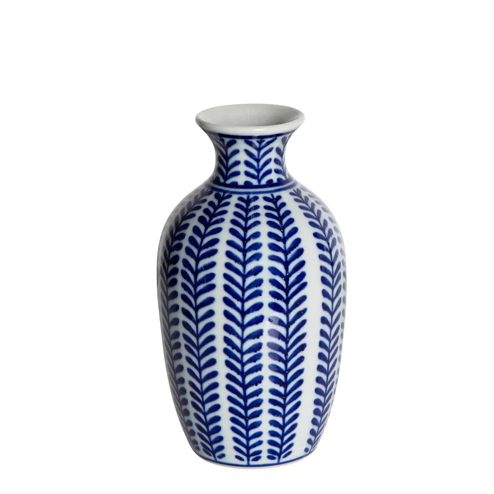 Marnie Handpainted Vase-Blue& White-Ceramic