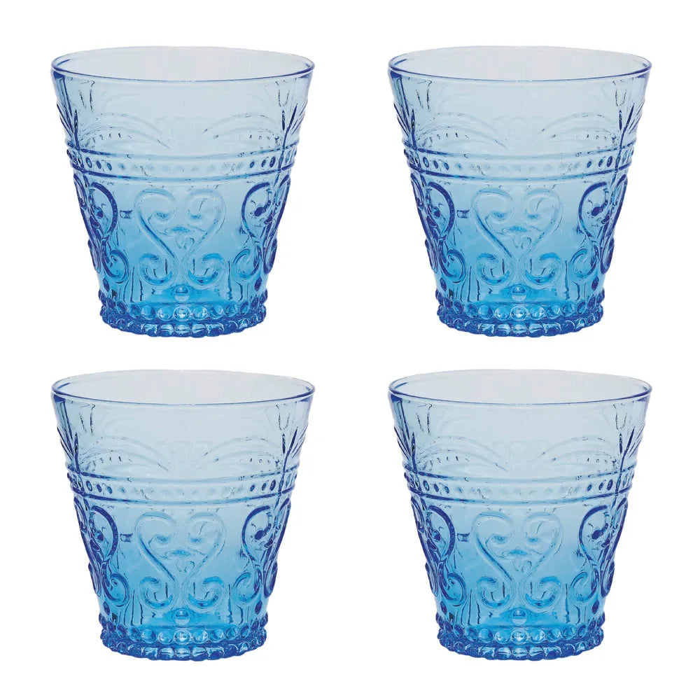 Lanesborough Tumblers-Bright Blue-Embossed - Glass
