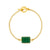 Gold Chain Bracelet-Bar Fastening-Green Rectangular Stone-Malachite