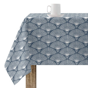 Kabuki Tablecloth-Stain resistant-Japanese Inspired navy and white design-On table