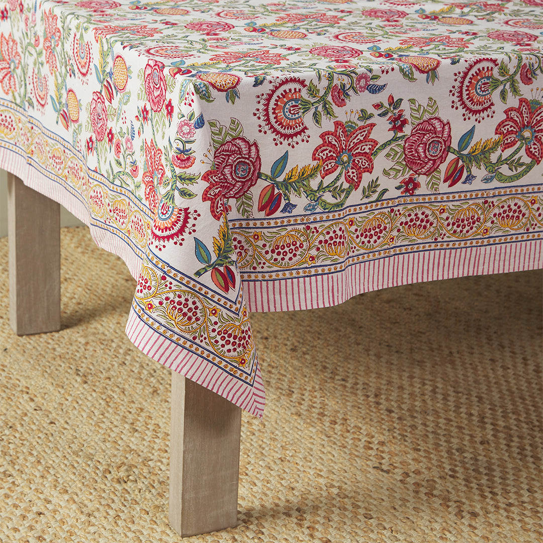 Cordelia Tablecloth-Hand block print-Cotton-Multi Colour