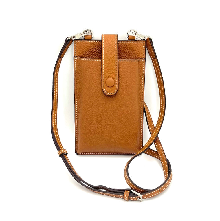 Italian Leather Phone Bag-Tan