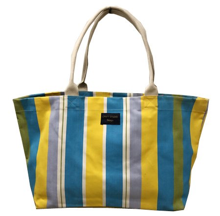 Large Striped Canvas Tote Bag - Shelly