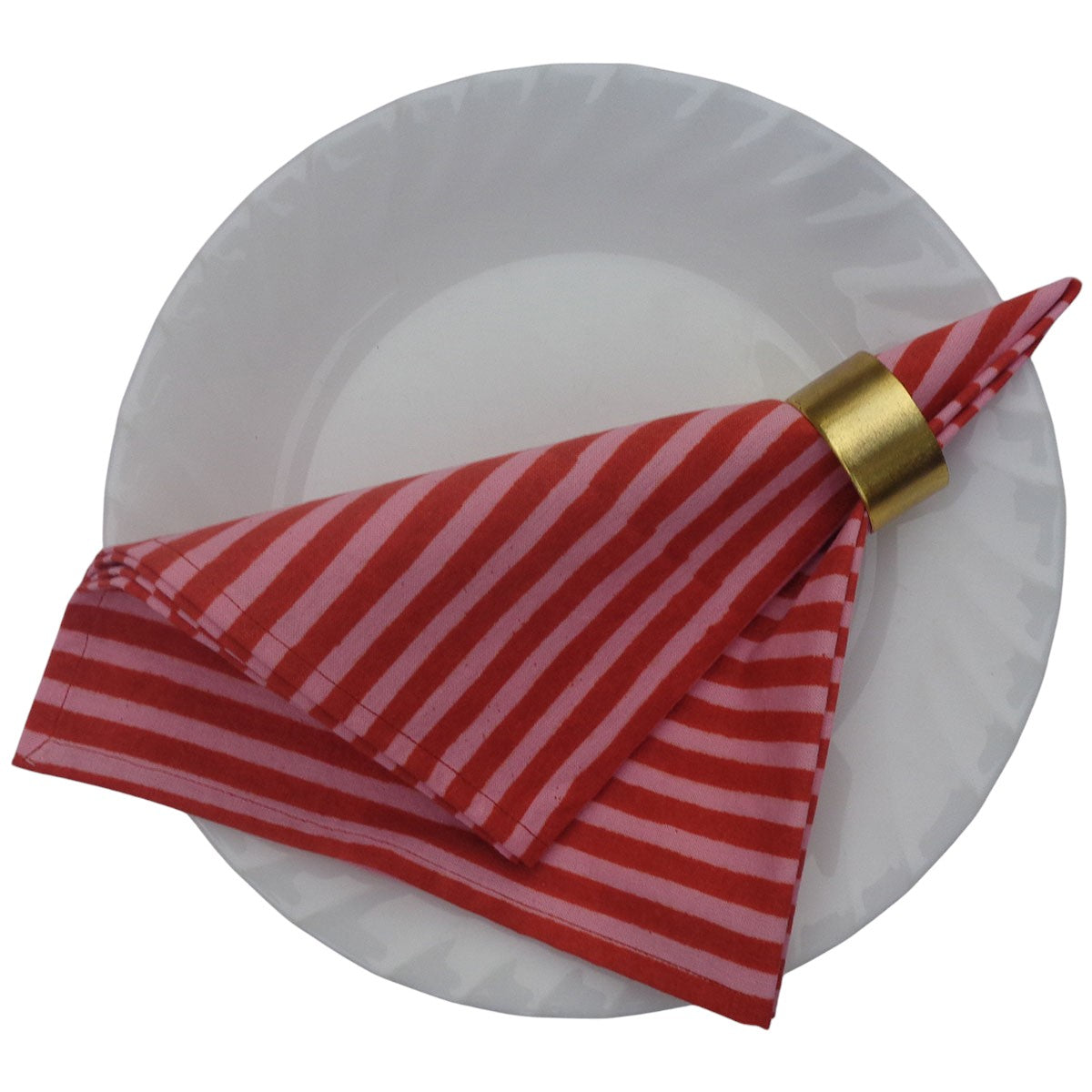 Rachel Hand Block Printed Stripe Napkins (Set of 4)