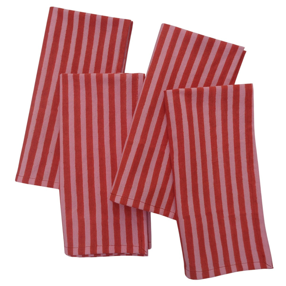 Rachel Hand Block Printed Stripe Napkins (Set of 4)