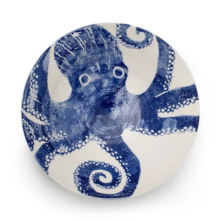 Handmade Serving Bowl - Blue Octopus