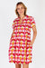 Phoenix Dress - Cotton Voile- Pink Orang and Green Graphic print -Front View 