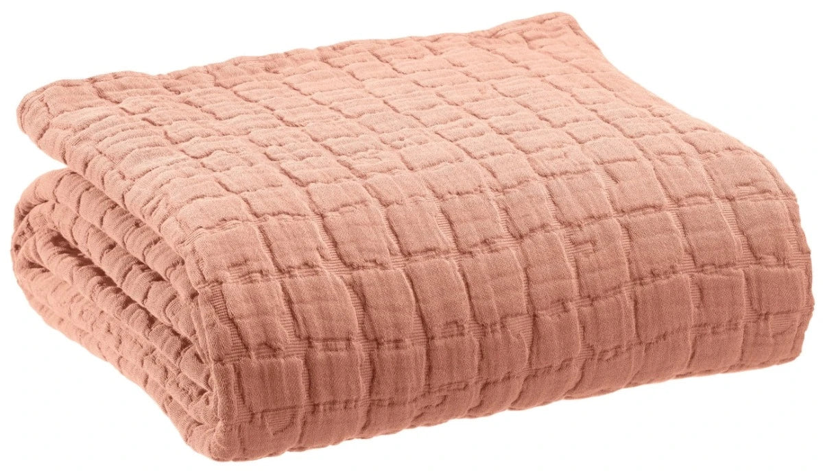 Cotton Quilted Throw-Pink Clay