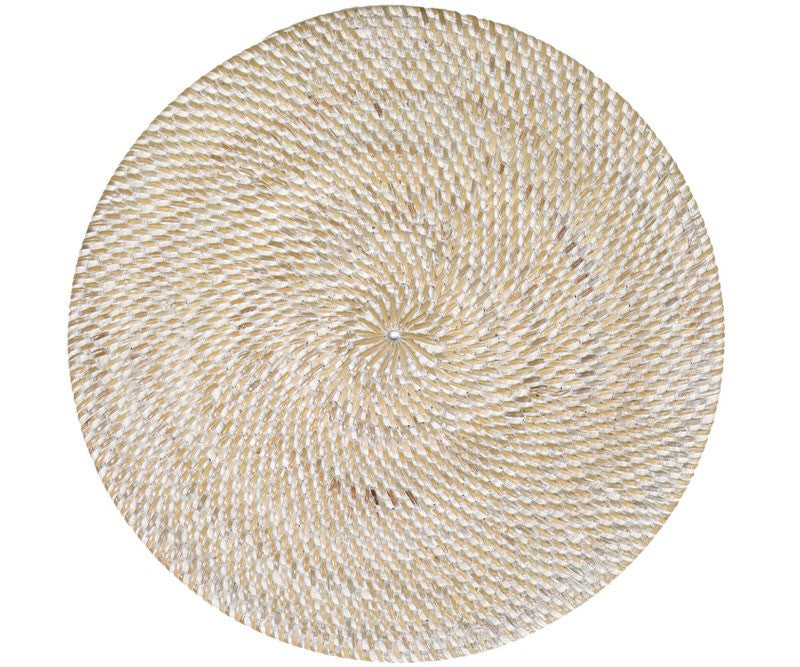 R$attan Placemat-Whitewash-Round-Hand Woven