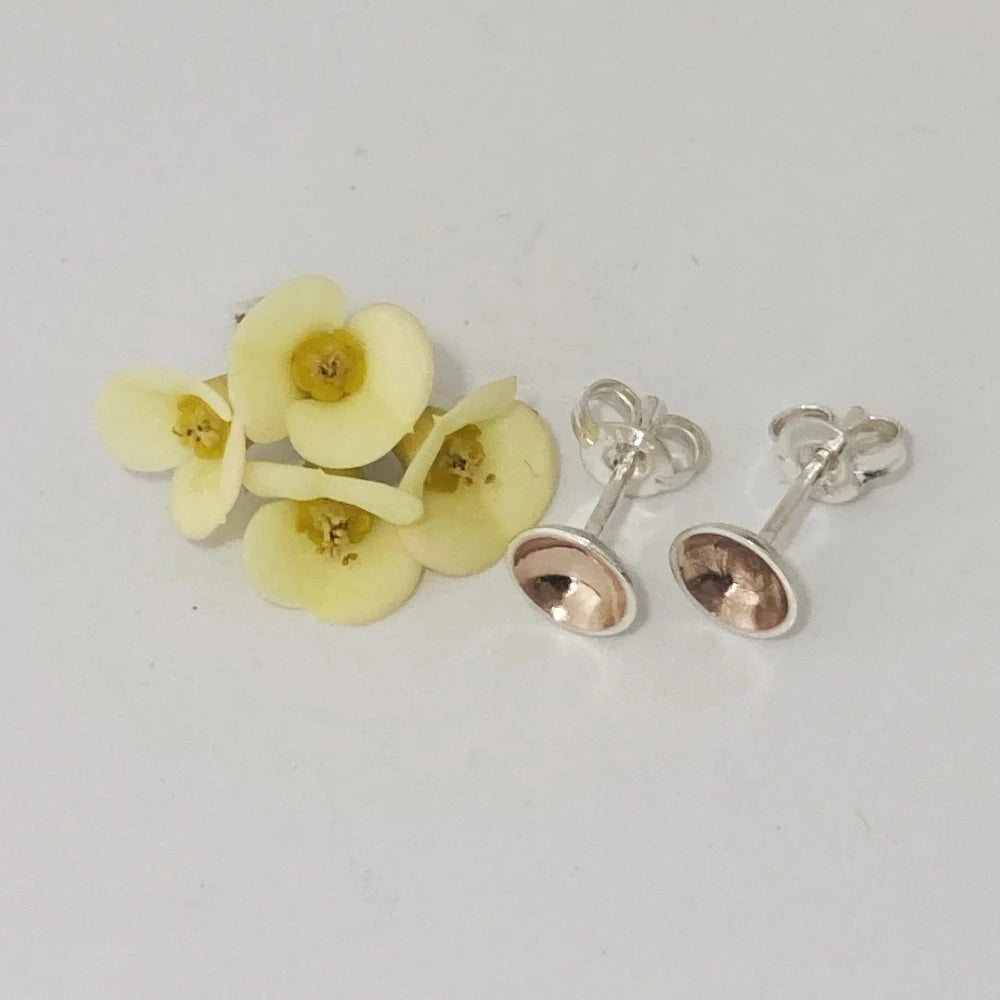 Moon Dip Studs-Sterling Silver & Gold-Handmade