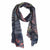 Sylvia Silk Scarf-Leaf Pattern-Grey-Blue-Pink & Green