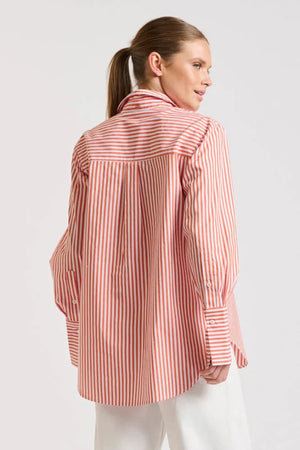 Shirty Elodie Girlfriend Relaxed Shirt - Orange Stripe